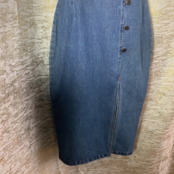 Vintage🧚♀️Junior Jean Los Angeles Gold Studded Denim Button Up Dress Size M - Picture 4 of 16